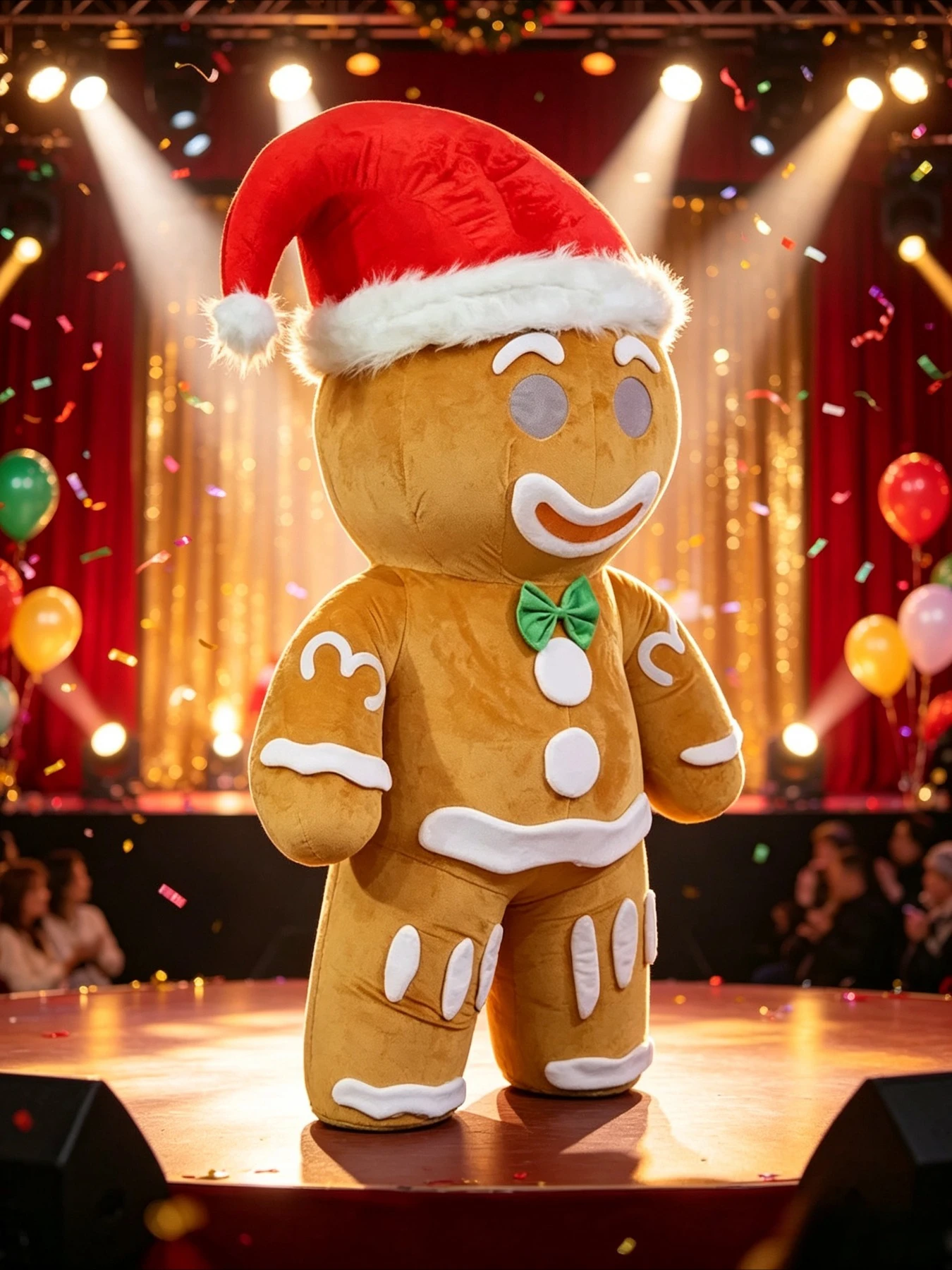 Costumes - 空気で膨らませるジンジャーブレッドマンのコスチューム。マスコットパレード、大人向け、誕生日、クリスマス、ハロウィーンパーティーに最適。電池と充電器は付属しません。