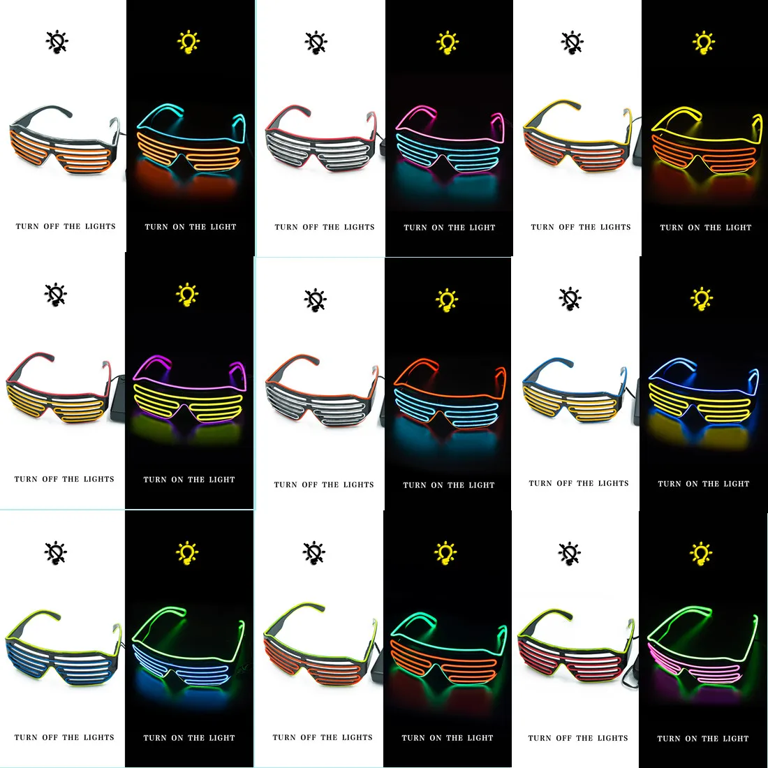 LED 光るメガネ Gafas 発光ブリルネオンクリスマスグ - Glow In The Dark Party Glasses のレビューと価格
