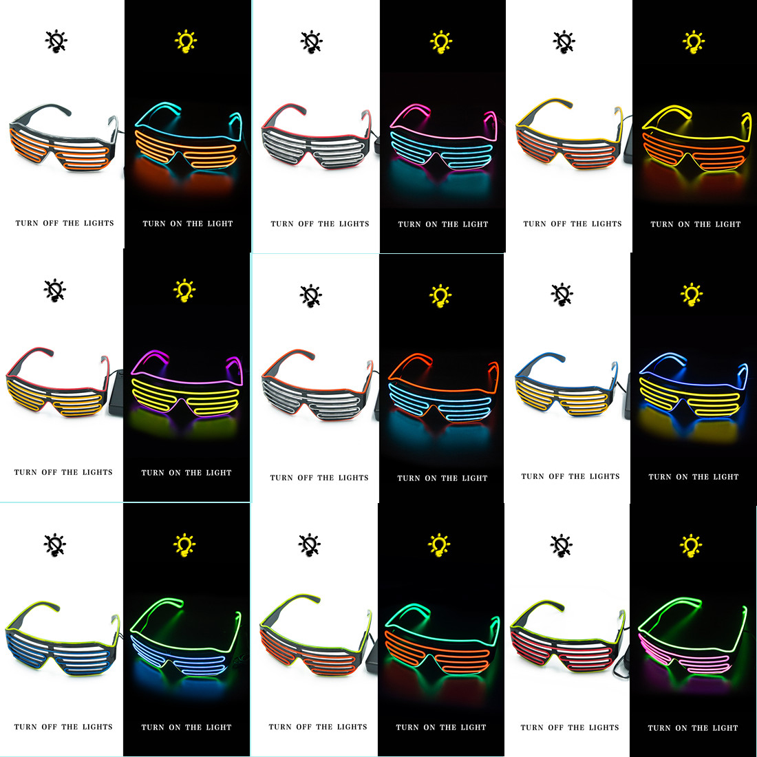 光るメガネ LED Gafas 発光ブリルネオンクリスマスグ - Glow In The Dark Party Glasses のレビューと価格