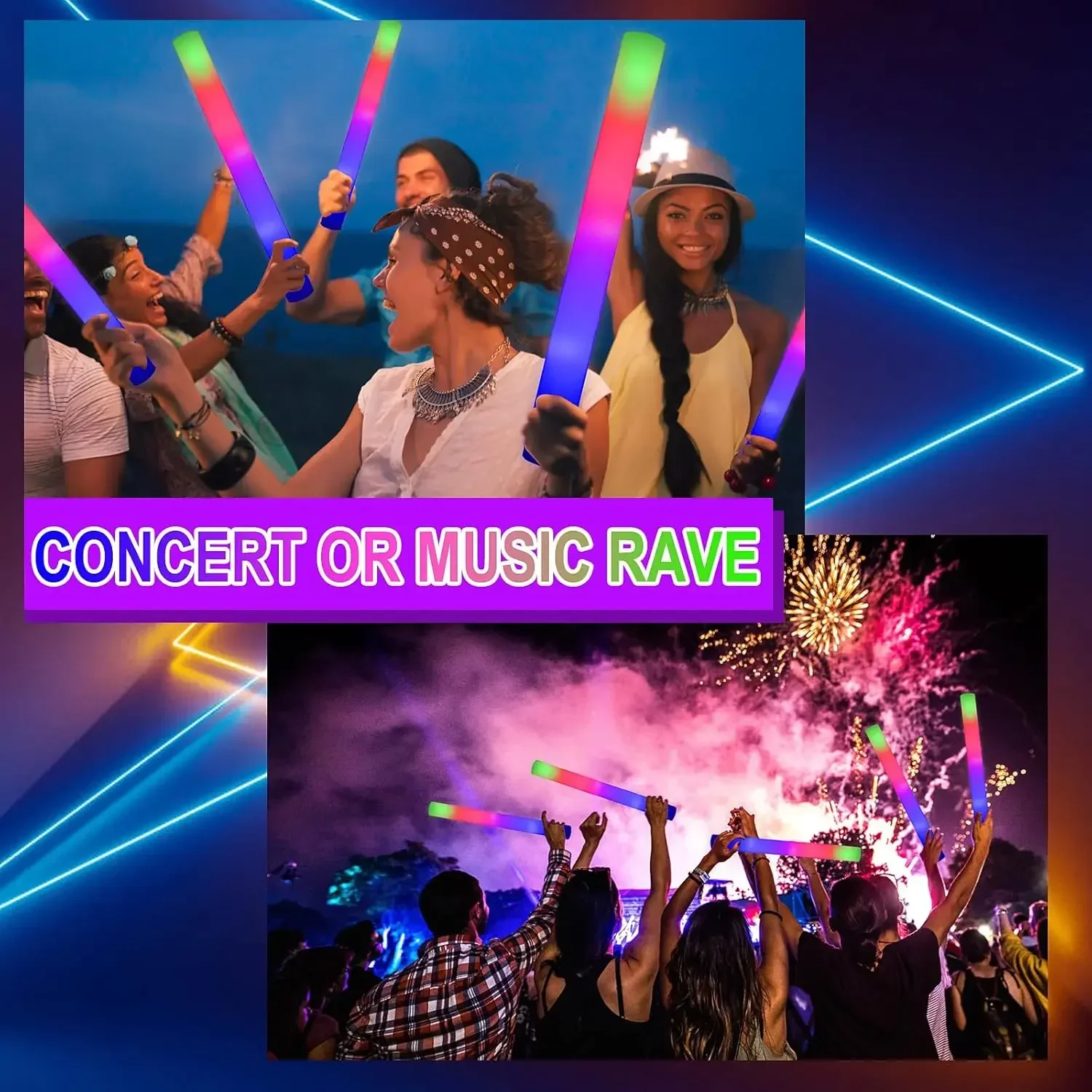 50個入りLEDフォームグロースティック、3つのモードでカラ - Flashing Led Foam Sticks Party のレビューと価格