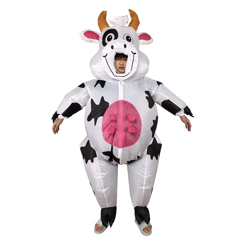 ハロウィーン用、面白い空気で膨らませる牛のコスチューム。全身 - Costumes のレビューと価格